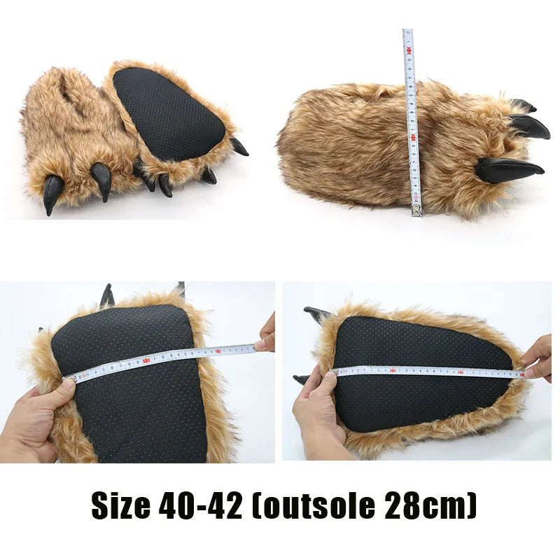 Bear Paw Slippers – Fluffy Indoor House Shoes for Men & Women