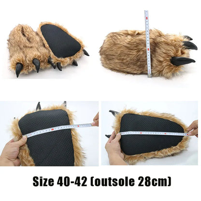 Bear Paw Slippers – Fluffy Indoor House Shoes for Men & Women