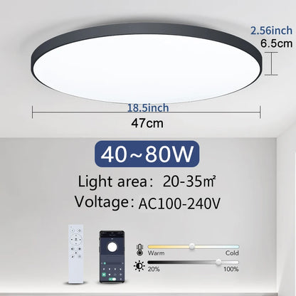 Smart LED Ceiling Light with Remote Control & Dimmer