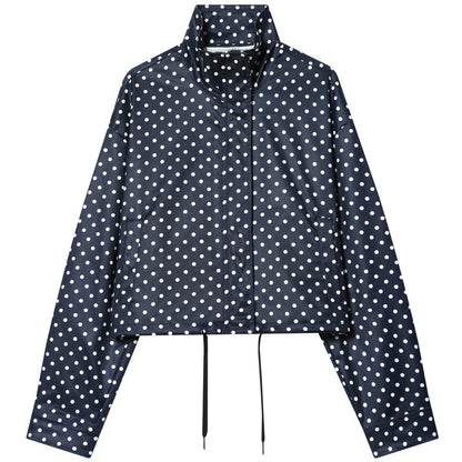 Women's Polka Dot Bomber Jacket – Oversized Zip-Up Outerwear