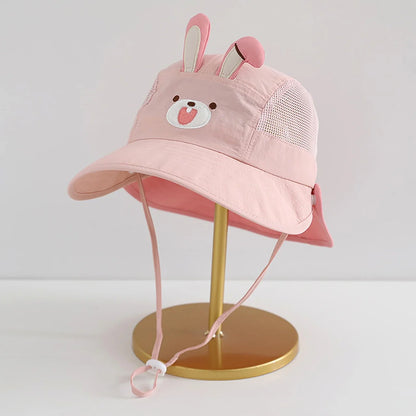 Kids Cartoon Animal Ear Sun Hat with Breathable Mesh