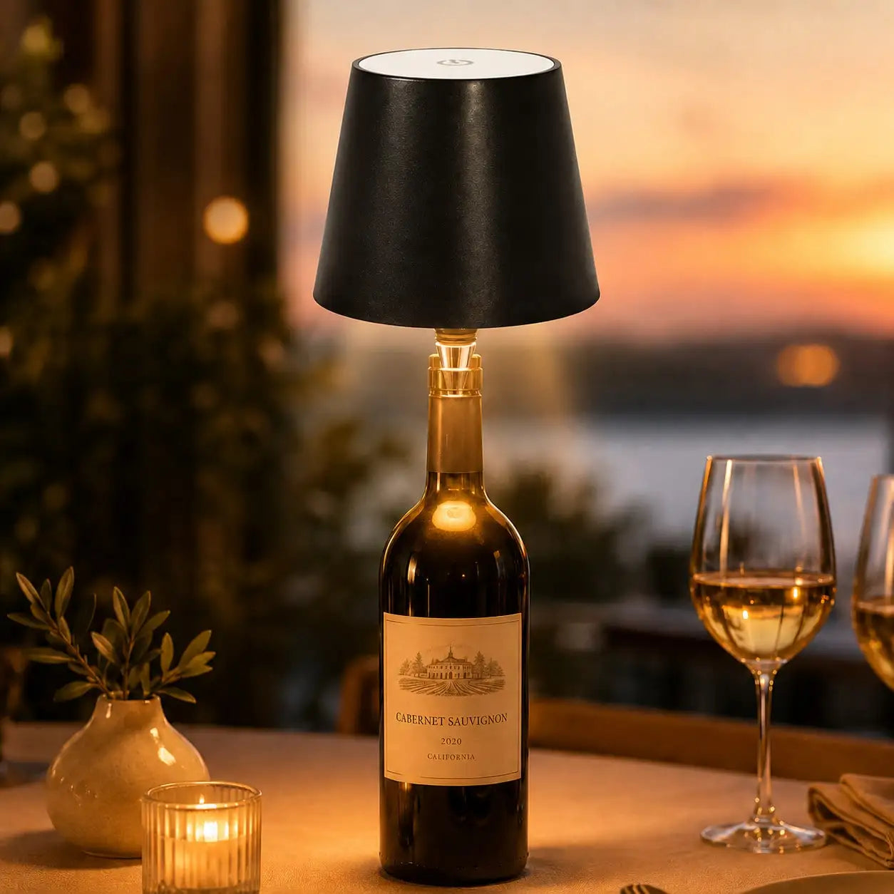 Wine Bottle Lamp – Rechargeable Cordless LED with Touch Dimming & 3 Color Modes