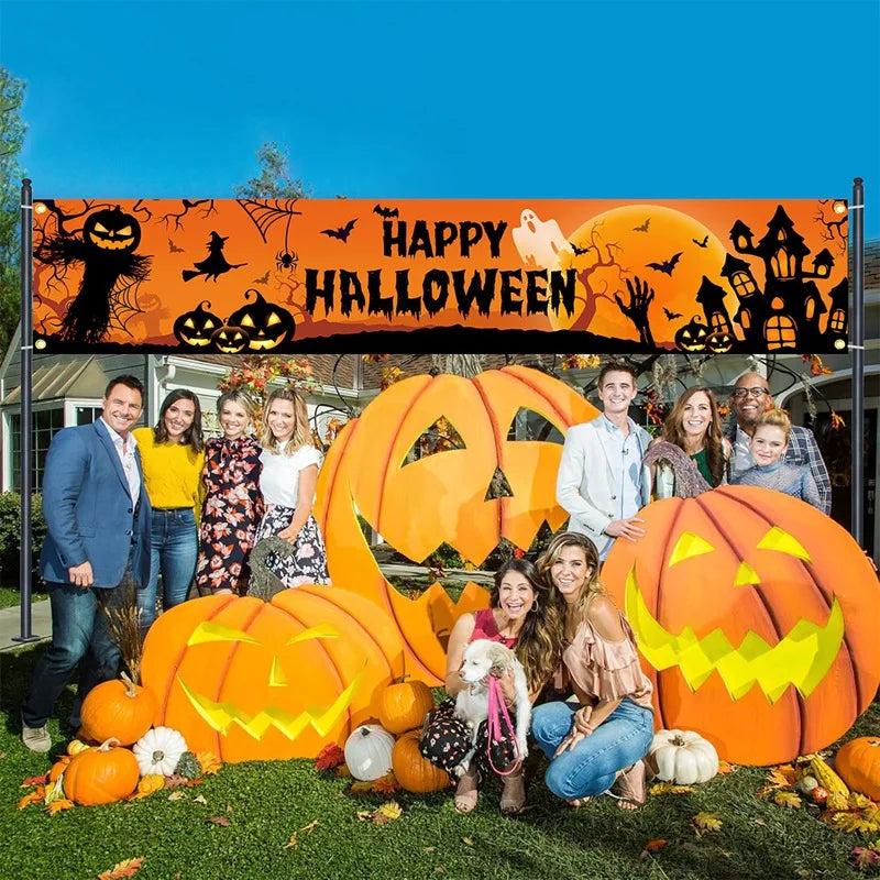 Halloween Banner Outdoor Decoration – Pumpkin Ghost Yard Sign