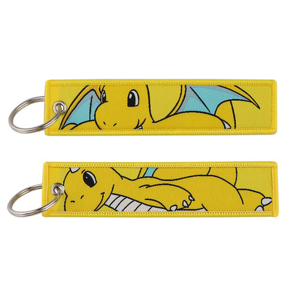 Anime Embroidered Keychain - Cute Cartoon Jet Tag Key Ring