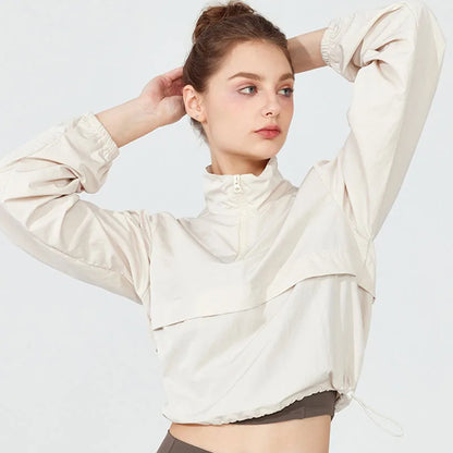 Women's Long Sleeve Athletic Pullover Jacket – Fitted Running Top