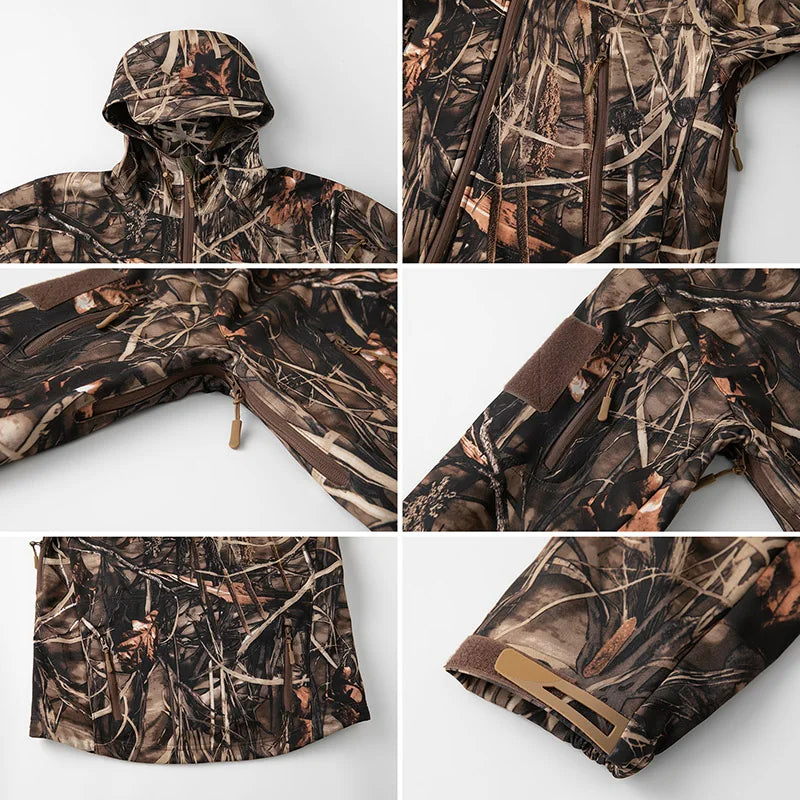Men's Camouflage Hunting Jacket – Waterproof Fleece Soft Shell