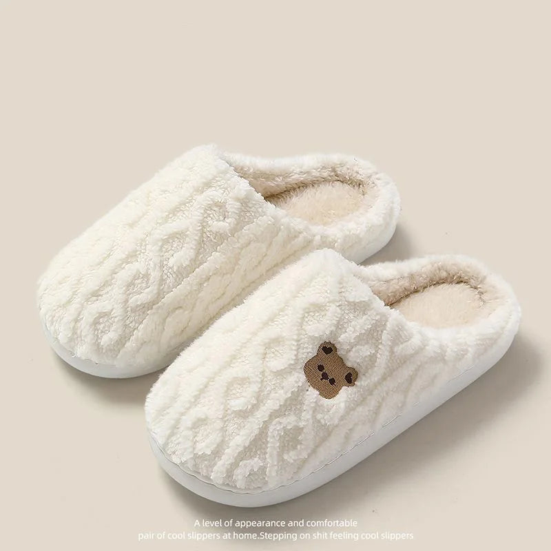 Fluffy Bear Cotton Slippers for Women & Men