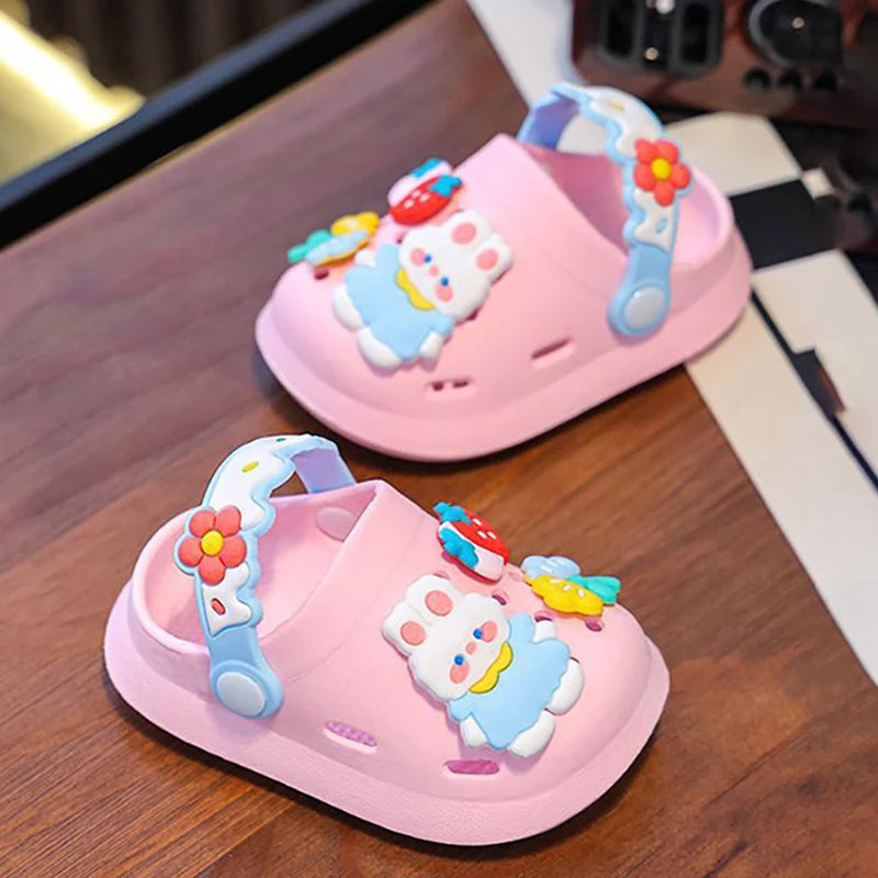 Cartoon Bunny Kids Clogs – Girls Soft Sole Garden Shoes