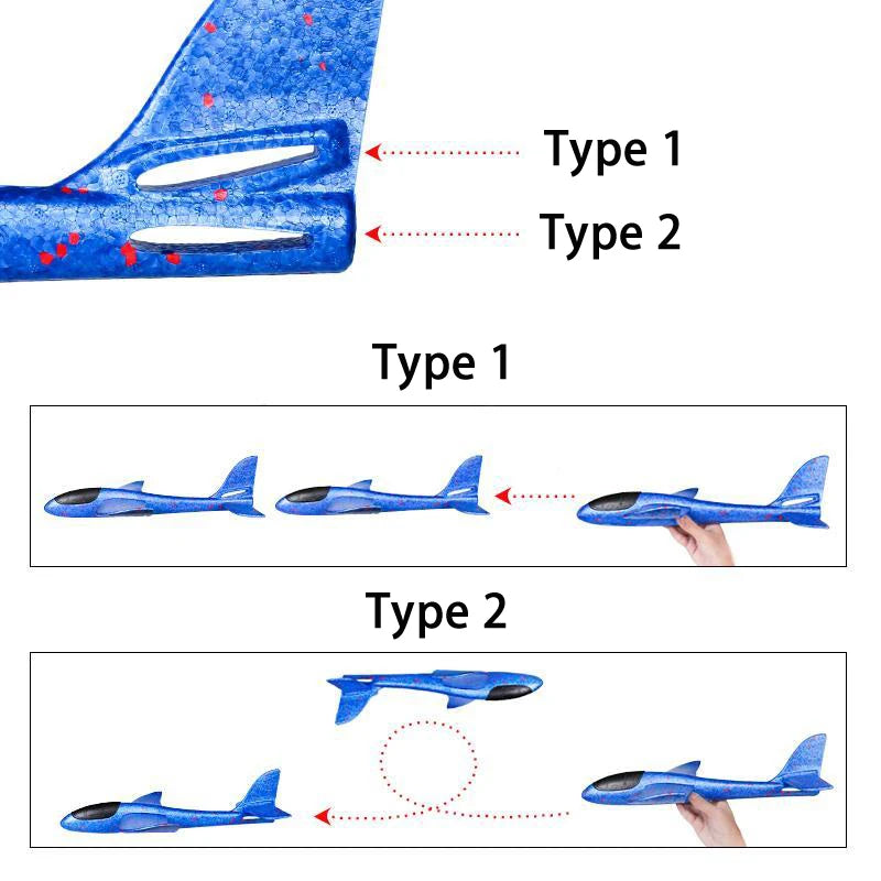 Large Foam Glider Plane Toy 48cm – Hand Throw Stunt Aircraft