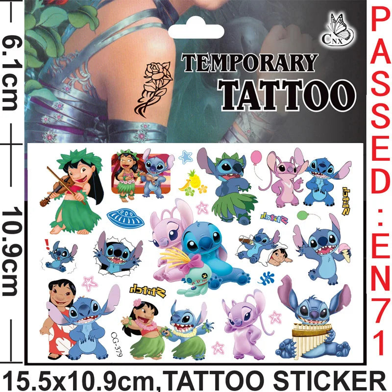 Disney Stitch Temporary Tattoo Stickers Water Transfer Kids Party