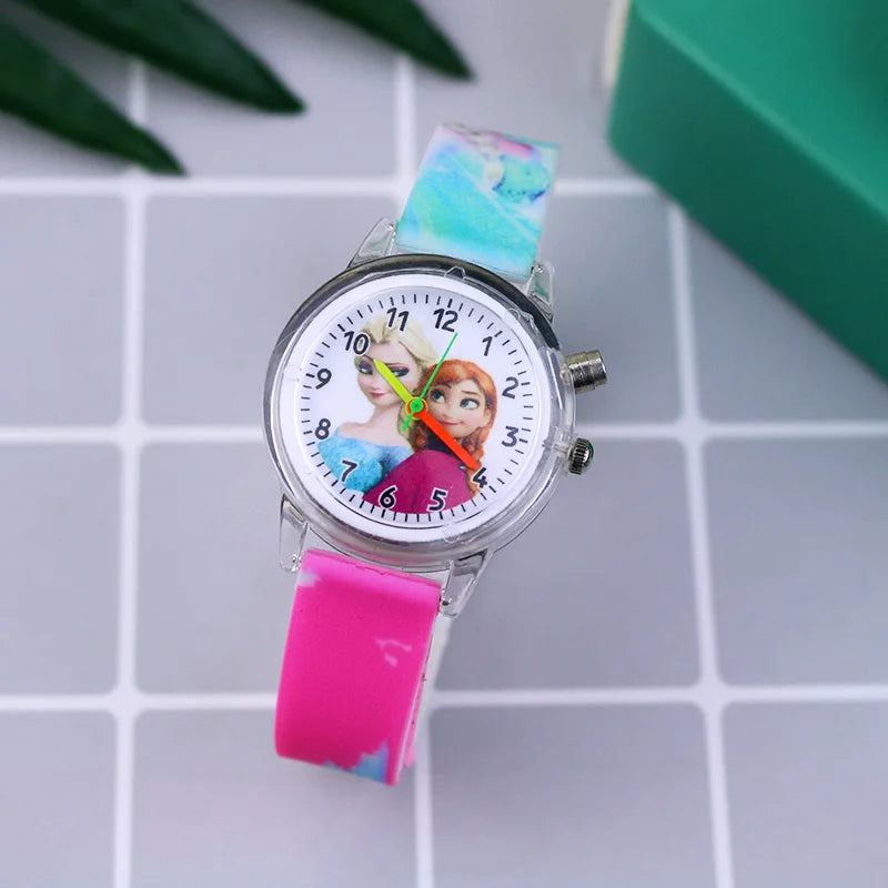 Kids Frozen Elsa & Anna Light-Up Watch Girls Silicone Strap