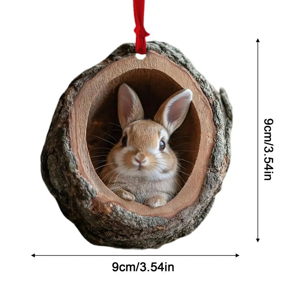 Animal Christmas Tree Ornament – Acrylic 2D Pendant (Owl, Bunny, Squirrel & More)