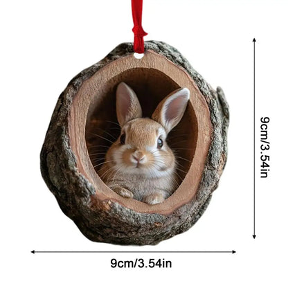 Animal Christmas Tree Ornament – Acrylic 2D Pendant (Owl, Bunny, Squirrel & More)
