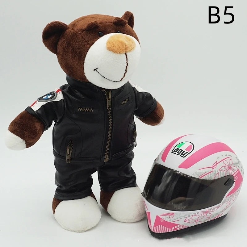 Motorcycle Helmet Teddy Bear Plush Toy – Kawaii Biker Bear Stuffed Animal Gift