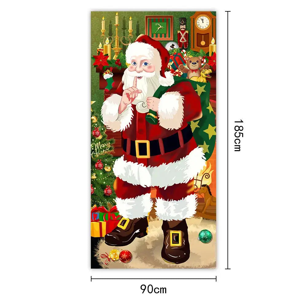 Christmas Door Cover – Santa Claus Holiday Decoration 35x73in