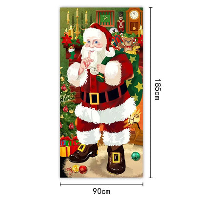 Christmas Door Cover – Santa Claus Holiday Decoration 35x73in