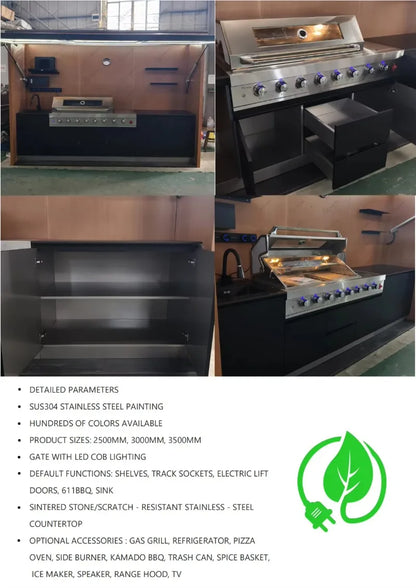 Weatherproof 304 Stainless Steel Outdoor BBQ Kitchen Pod