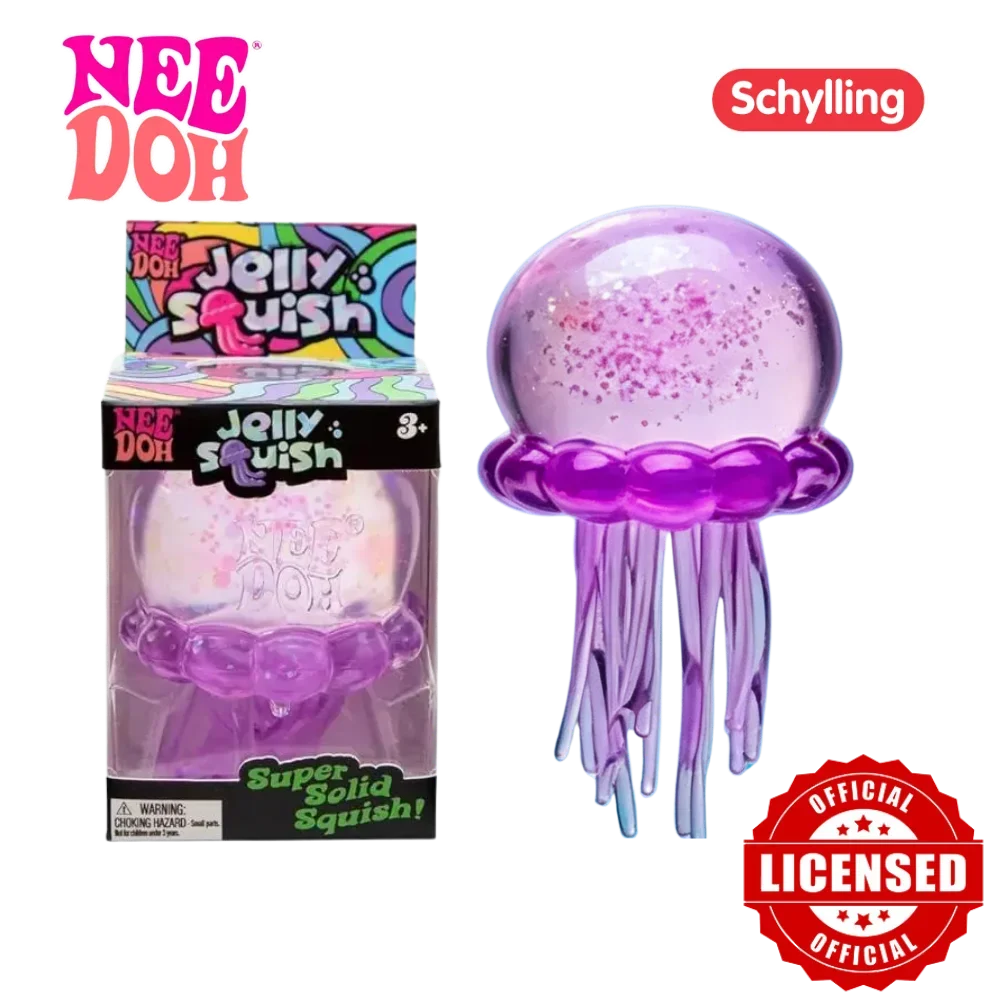 Needoh Jelly Squish Jellyfish Squishy Toy – Glitter Stress Relief Squeeze Ball