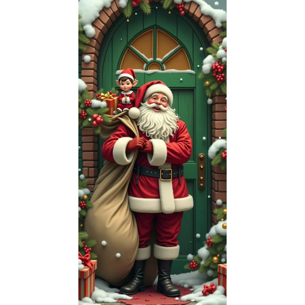 Christmas Door Cover – Santa Claus Holiday Decoration 35x73in