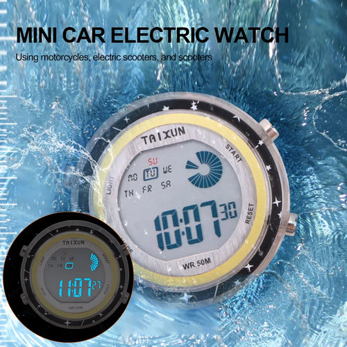 Waterproof Motorcycle Digital Clock – Stick-On Dashboard Watch
