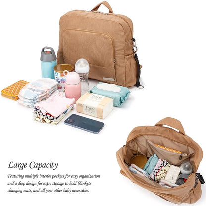 Diaper Backpack Large Capacity Corduroy Mom Bag