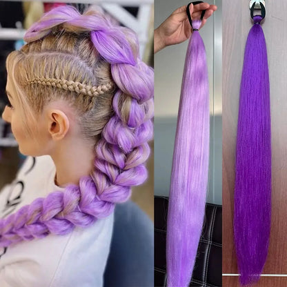 28-Inch Synthetic Braiding Ponytail Hair Extension with Rubber Band