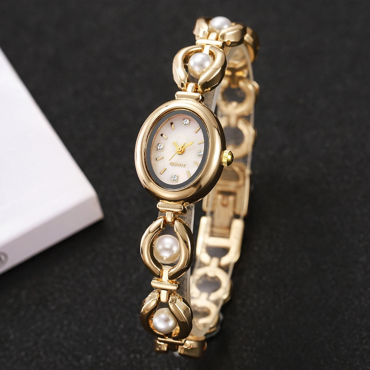 Pearl Bracelet Watch for Women – Elegant Quartz Wristwatch