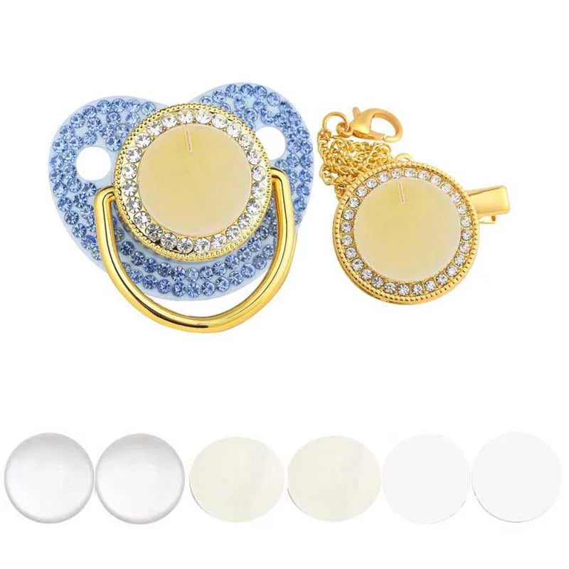 Luxury Bling Baby Pacifier & Clip Set – Personalized Newborn Dummy
