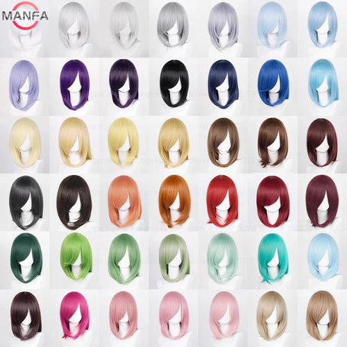 Anime Cosplay Bob Wig with Bangs – 40cm Heat Resistant, 54 Colors