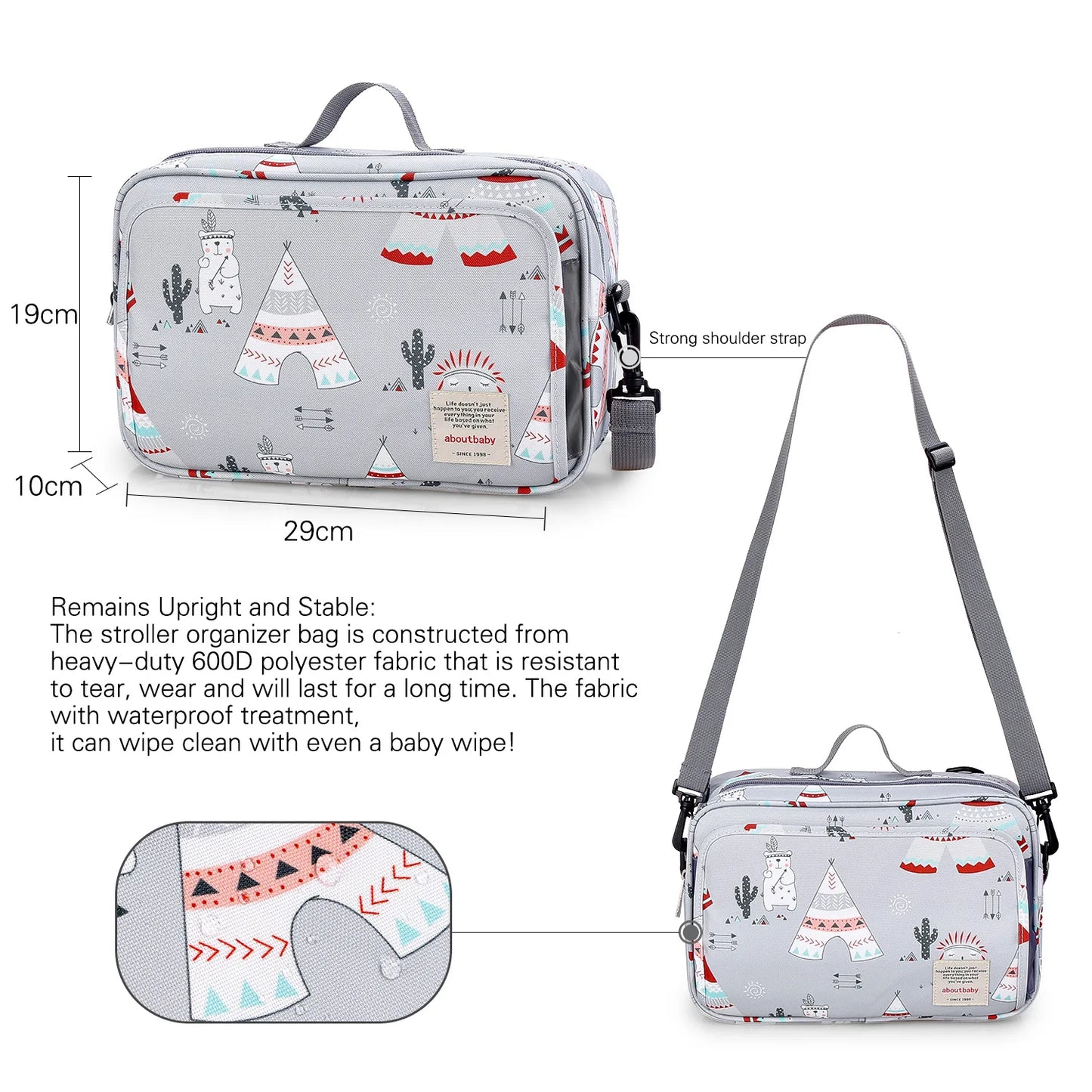 Waterproof Baby Diaper Bag – Printed Wet Dry Reusable Maternity Bag
