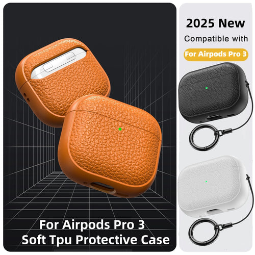 AirPods Case Leather Pattern TPU Cover with Keychain