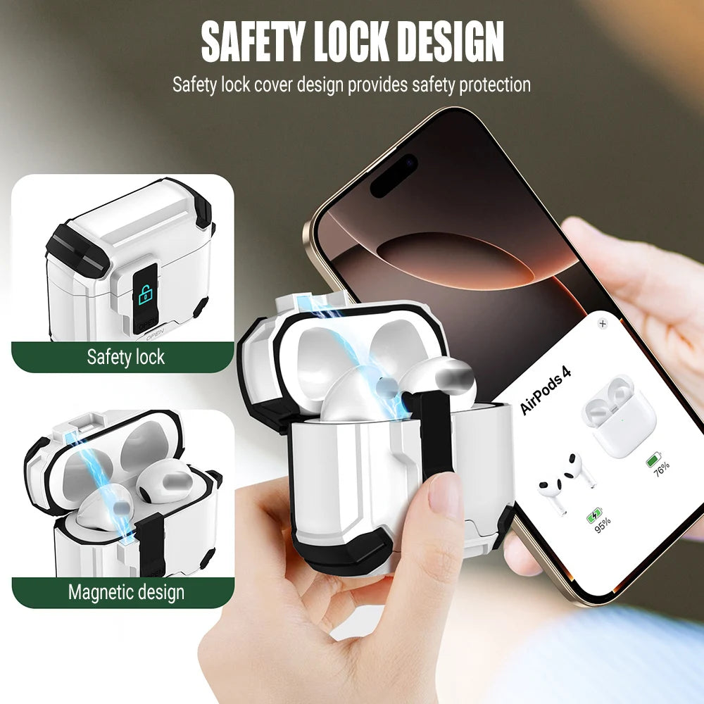 Magnetic Pop-Top AirPods Case – Rugged Shockproof Cover with Carabiner