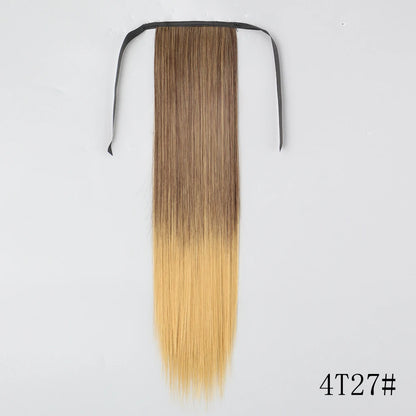 Wrap Around Ponytail Extension Synthetic Straight Hair 22-34 Inch
