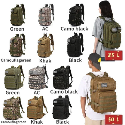 Tactical Backpack – 25L / 50L MOLLE Outdoor Bag for Hiking, Camping & Hunting