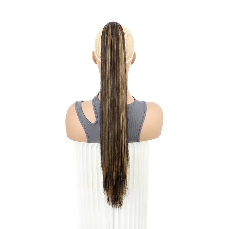 Claw Clip Ponytail Hair Extension – 24 Inch Long Straight Synthetic