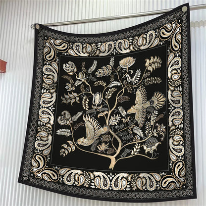Luxury Silk Square Scarf Women Floral Paisley Print 90cm