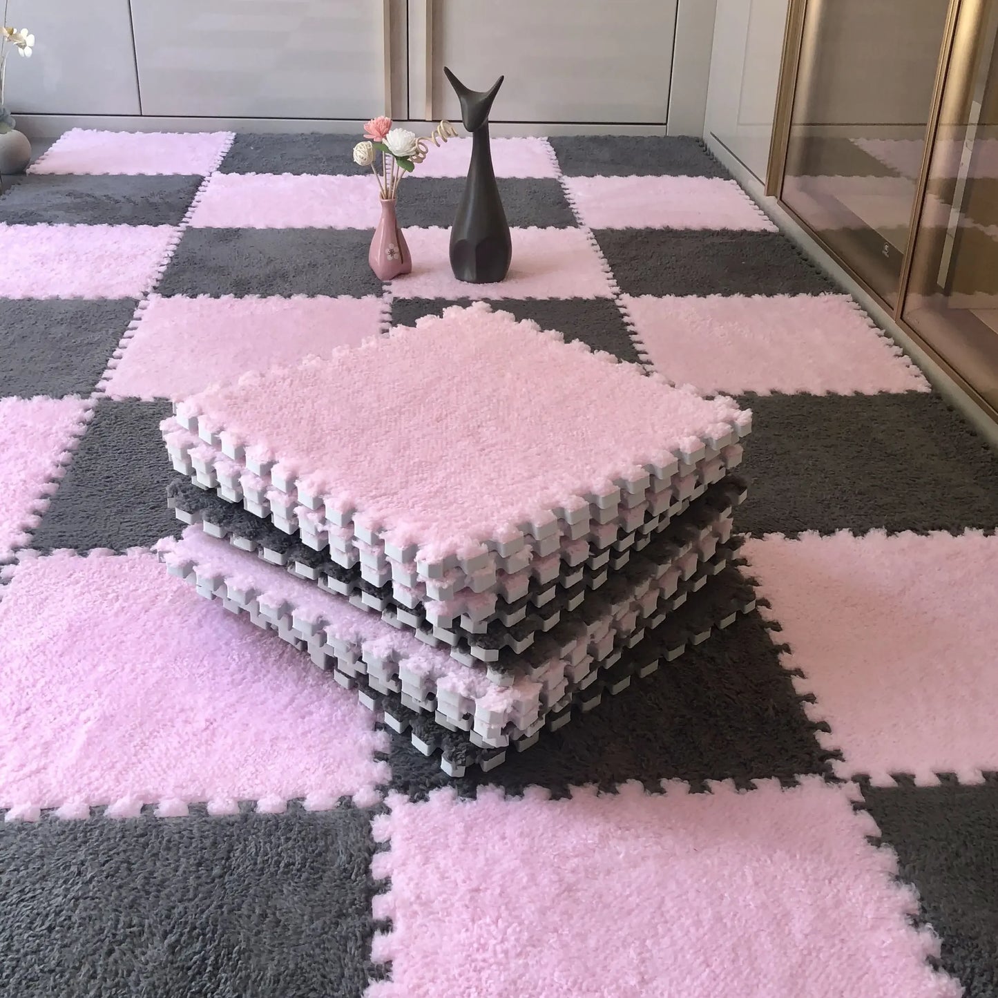 Soft Plush Interlocking Foam Puzzle Floor Mat Tiles