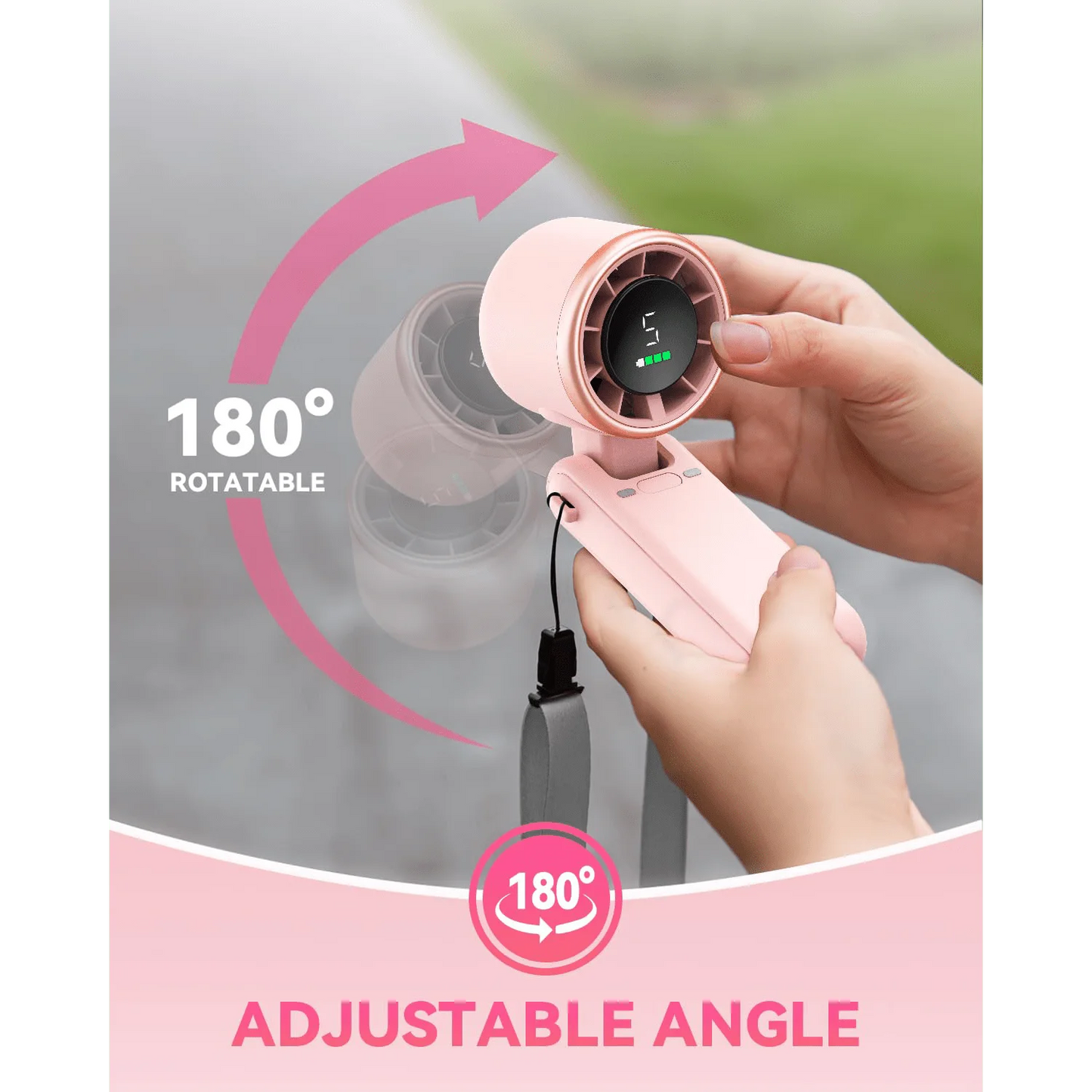 Portable Handheld Turbo Fan – 5000mAh Battery, 5-Speed LED Display