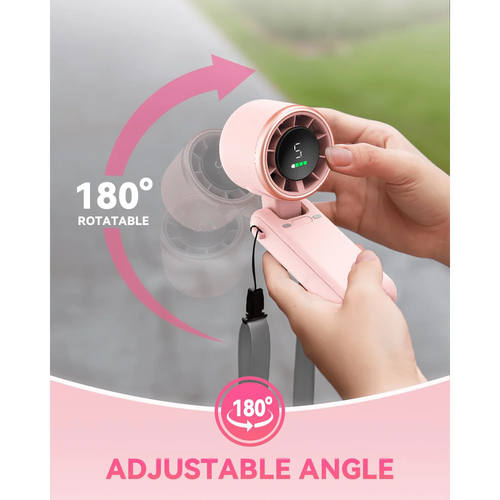 Portable Handheld Turbo Fan – 5000mAh Battery, 5-Speed LED Display