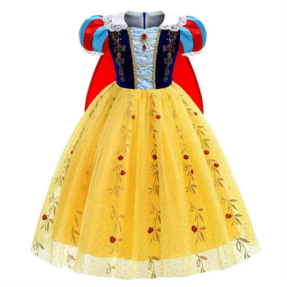 Snow White Princess Costume Dress for Girls – Disney Cosplay with Cloak & Headband