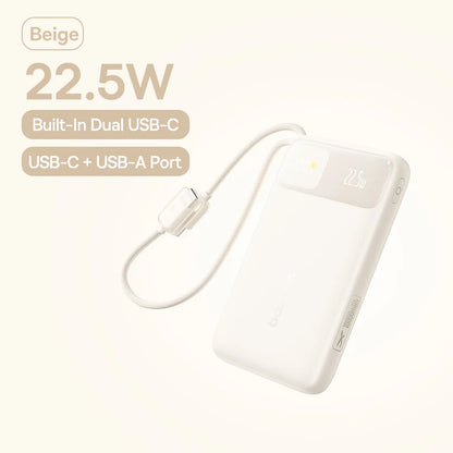 Baseus 10000mAh Power Bank 22.5W Fast Charging with Built-In Dual USB-C Cable