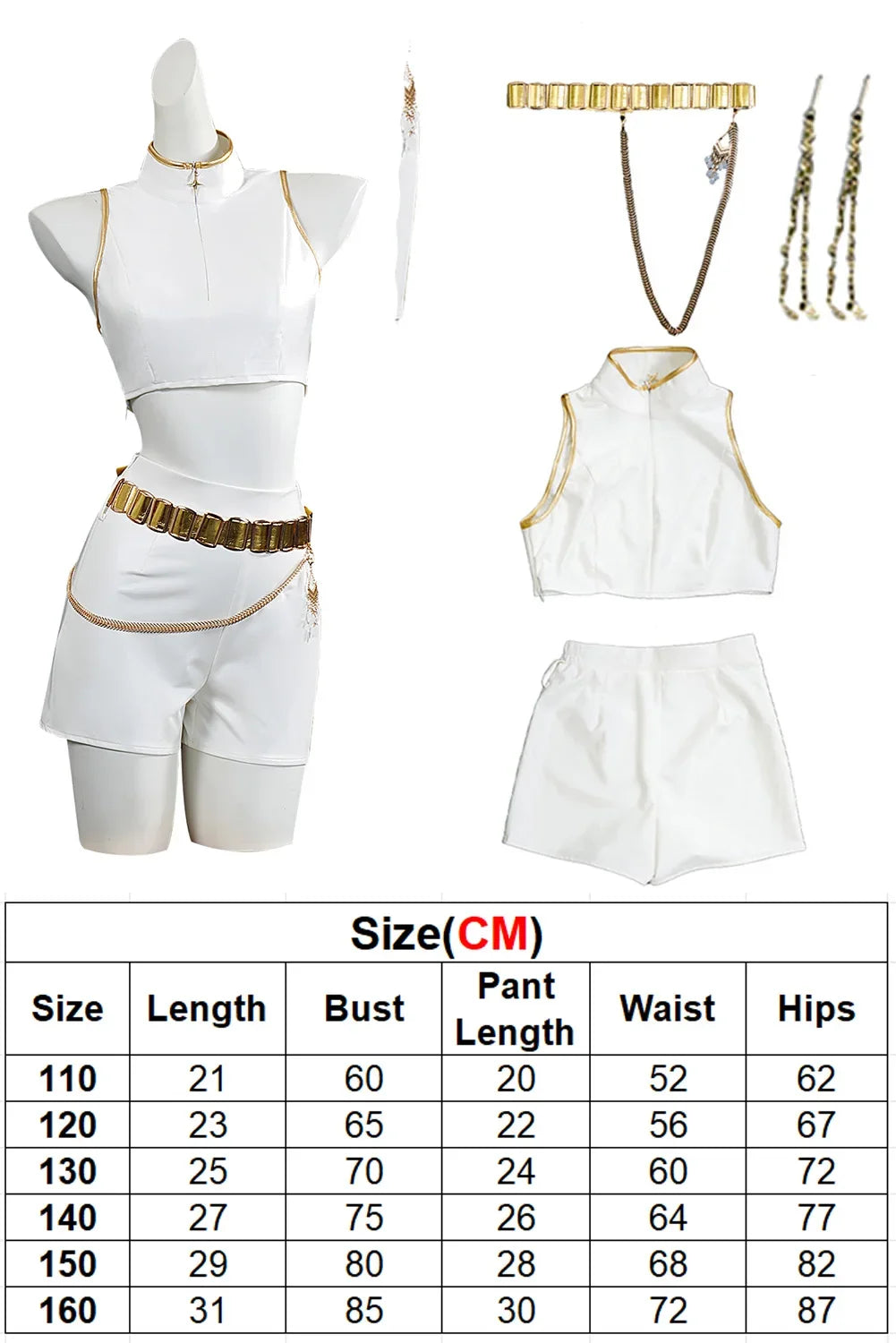 Girls Halloween Cosplay Costume Set with Gold Accessories