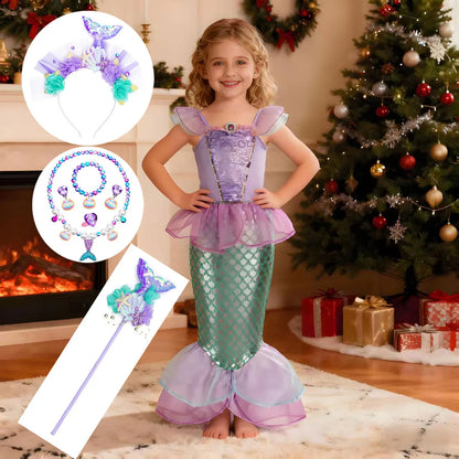 Girls Mermaid Princess Costume Dress – Birthday Party & Christmas