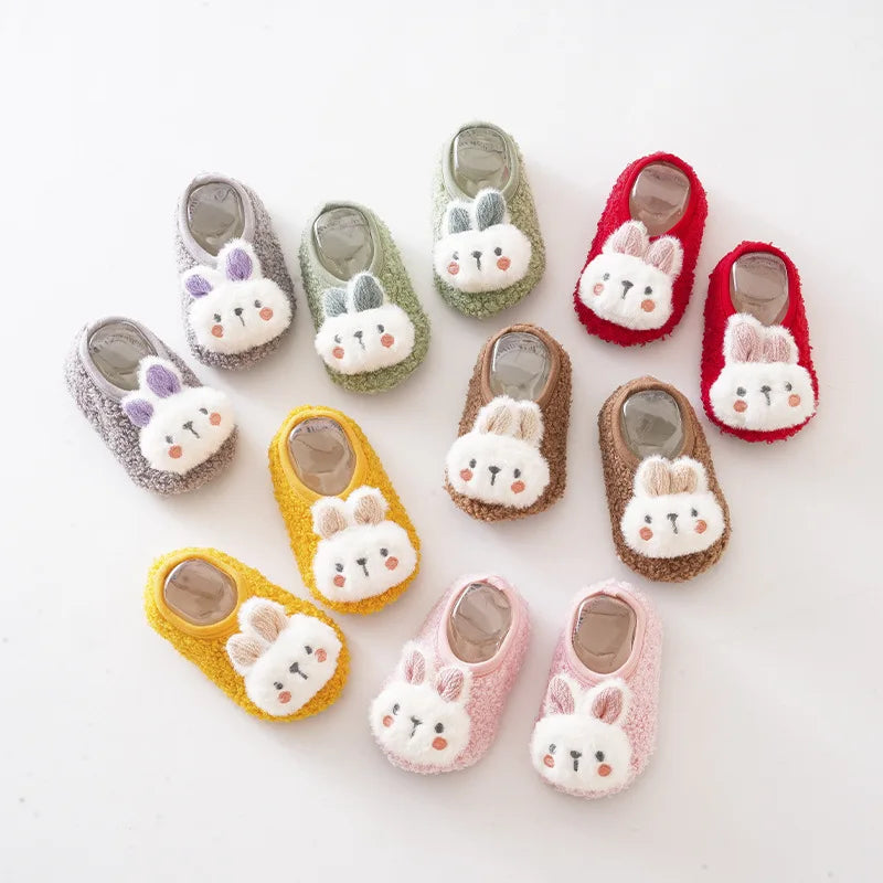 Baby Non-Slip Floor Socks Cartoon Rabbit Plush Toddler Slippers