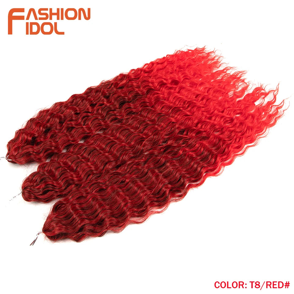 24 Inch Water Wave Crochet Braiding Hair – Synthetic Twist Curly Ombre Extensions