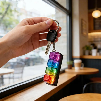RGB LED Keyboard Keychain Fidget Toy – 4-Button Stress Relief Keycap