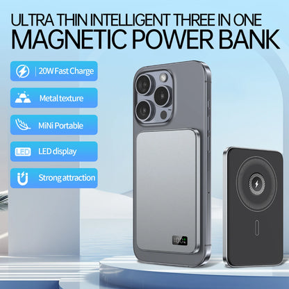 Magnetic Wireless Power Bank – Ultra-Thin Alloy Fast Charger for iPhone