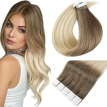 Tape-In Hair Extensions 100% Remy Human Hair Straight Seamless