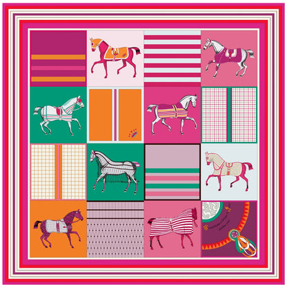 Women's Luxury Silk Square Scarf – 90cm Twill Print Bandana Shawl