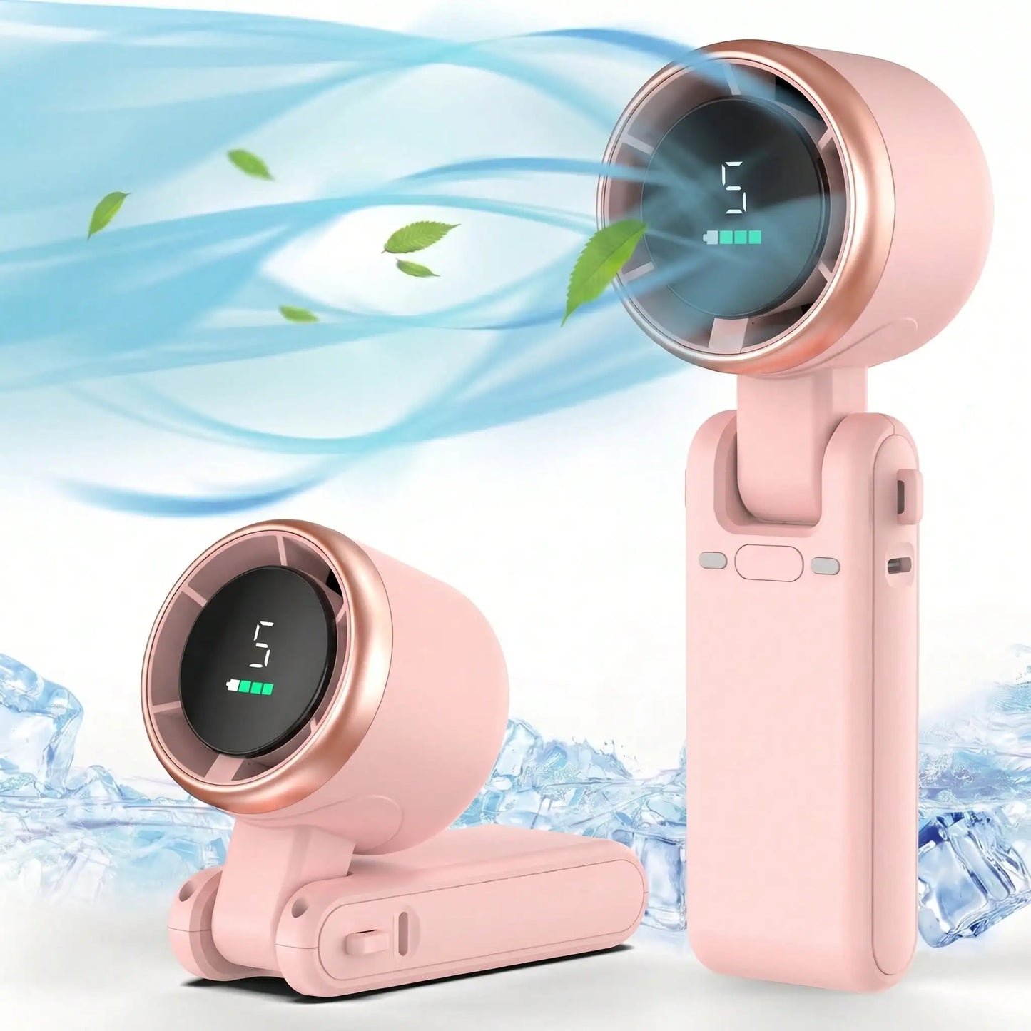Portable Handheld Turbo Fan – 5000mAh Battery, 5-Speed LED Display